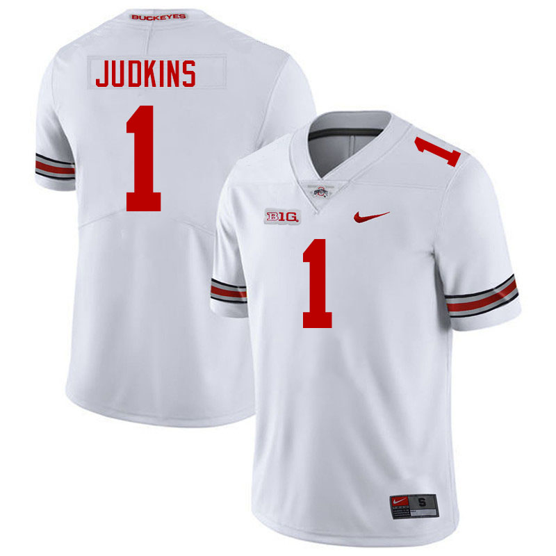 Men #1 Quinshon Judkins Ohio State Buckeyes College Football Jerseys Stitched-White